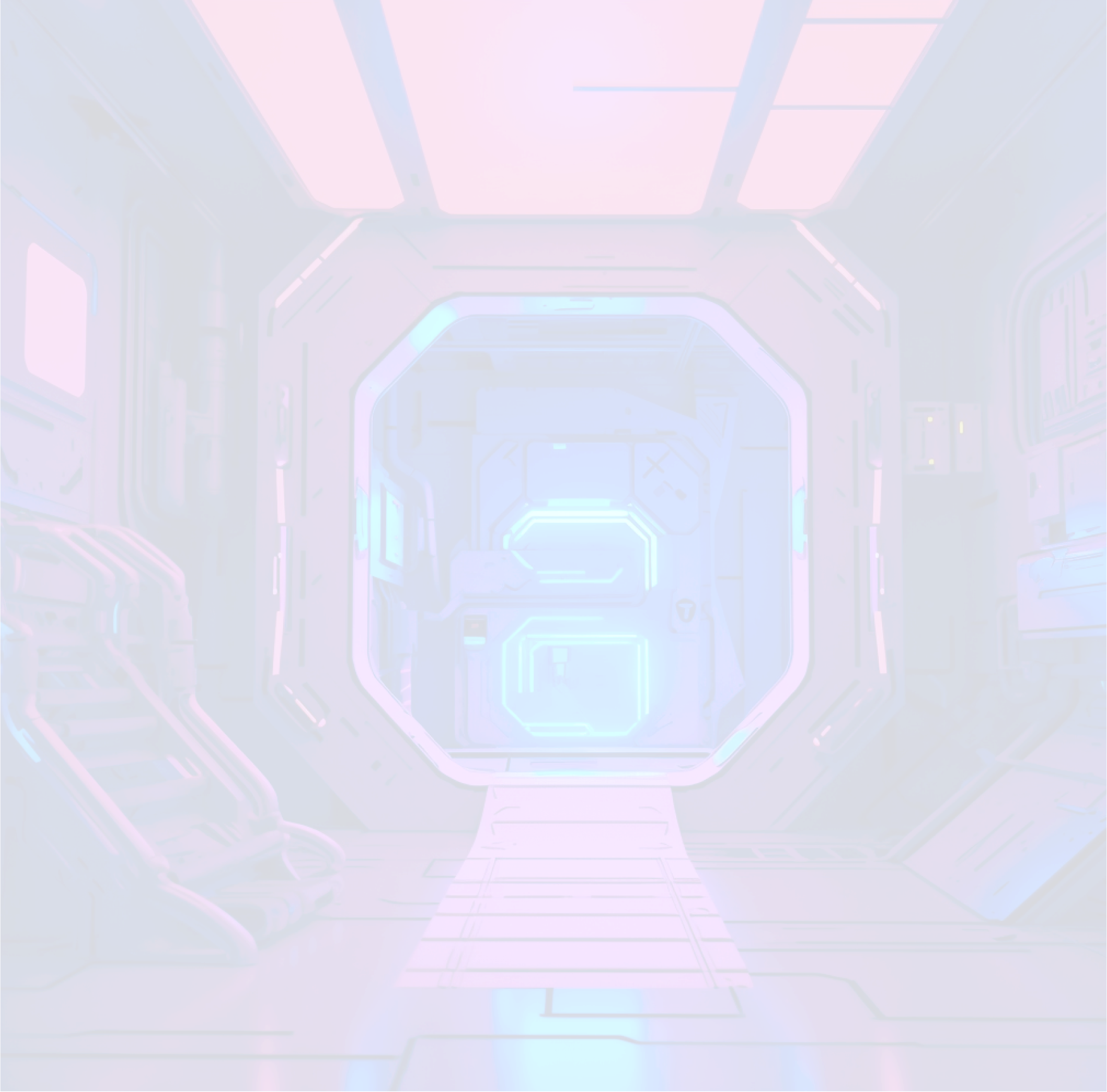A cooridor and door of a spaceship
